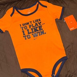 Nike Orange and Blue Bodysuit Bold Slogan
